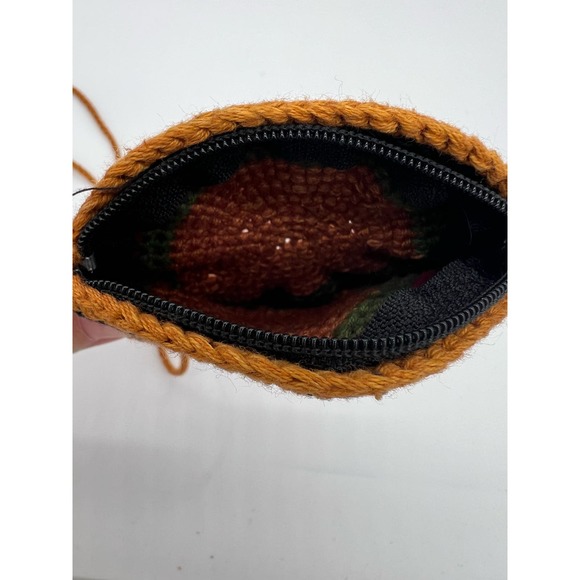 Crochet Crystal Pouch Brown/Multicolor Satchel Coin Purse Hand Knit Spiral - Picture 4 of 5